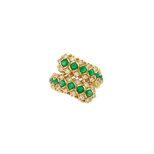 Gold, Emerald and Diamond Crossover Ring, Ilias Lalaounis