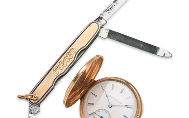 Gold Engraved Pocket Watch and Knife the watch by Illinois,...