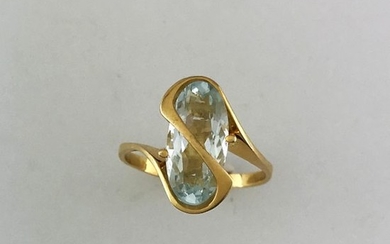 Gold ring 750°/°°sea aquamarine, TD 56, Gross weight:...