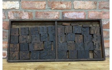 Good vintage industrial printers tray filled with letters an...