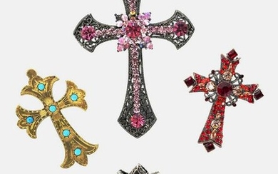 Group Of Four "Jeweled" Crosses