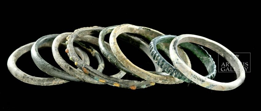 Group of 8 Roman Glass Bangles / Bracelets