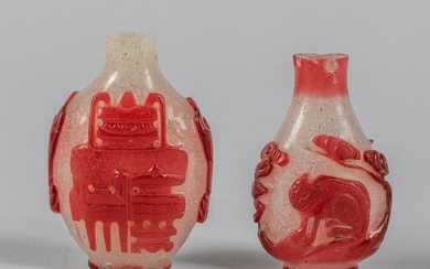 Group of Chinese Overlay Glass Snuff Bottles
