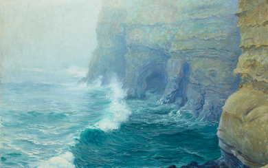 Guy Rose (1867-1925) Lifting Fog, La Jolla Cliffs 32 x...