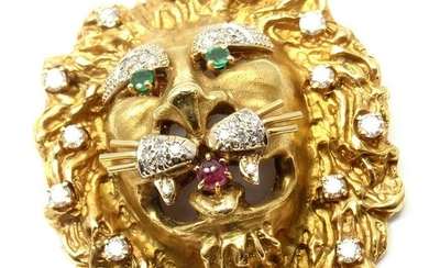 Hammerman Brothers 18k Yellow Gold Diamond Emerald Ruby