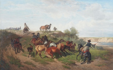 Heinrich Lang - Wild Horses in the Puszta