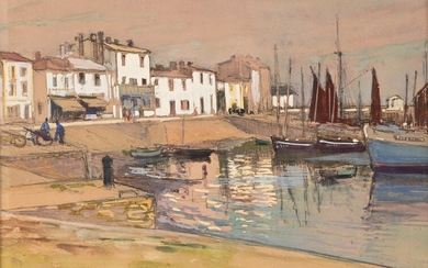 Henri CALLOT (1875-1956) "Port breton" gouache and pencil sbd dated (19)21 23x33