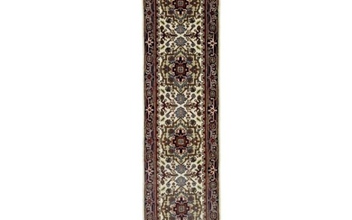 Heriz Serapi Oriental Runner Rug 25X12 Handmade Floral Farmhouse Hallway Carpet