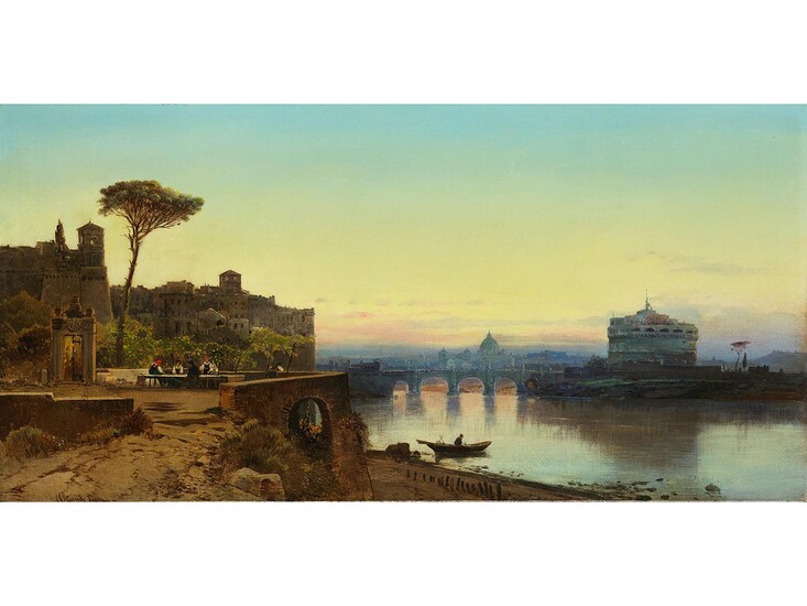 Hermann Corrodi, 1844 Frascati – 1905 Rom, Blick über den Tiber auf die Engelsburg