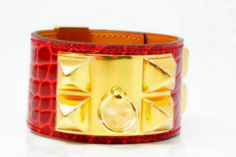 Hermes Collier de Chien Braise Alligator Bracelet