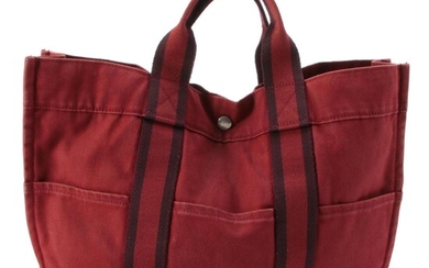Hermès Fourre Tout MM Tote in Red and Maroon Cotton Canvas