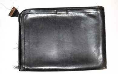 Hermes black leather document case, with zip around the outer...