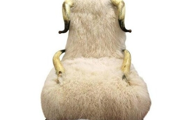 Horn Chair with Mongolian Lambs Wool Upholstery
