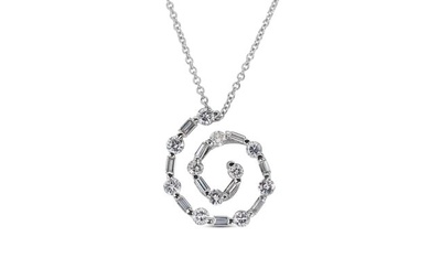 IGI Certificate - 1.43 total carat of natural diamonds - 18 kt. White gold - Necklace with pendant - 0.88 ct Diamond - Diamond