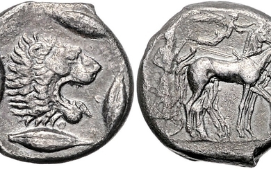 ITALIEN, SIZILIEN / Stadt Leontinoi, AR Tetradrachme (475-466 v.Chr.)