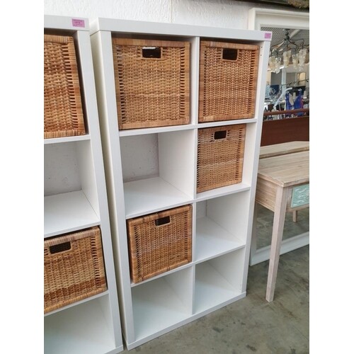 Ikea White 3x2 'Cube' Storage Unit with 4 x Wicker Baskets (...
