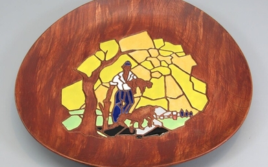 Impressive Ceramic Plate Made by Keramos Decorated with the Shepherd's Figure