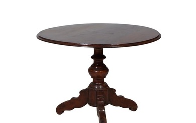 Italian Renaissance Style Walnut Pedestal Table, mid 19th c., H.- 29 in., Dia.- 40 in.