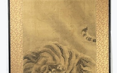 JAPANESE INK SCROLL PAINTING OF TIGER