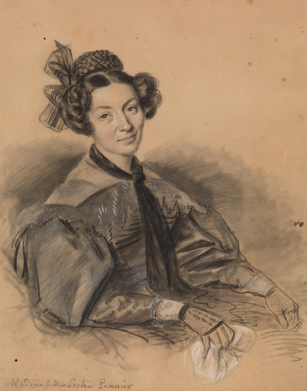 JULIEN-LÉOPOLD BOILLY (Paris 1796-1874 Paris) Mme. Sophie Pannier. Black and white chalks on...