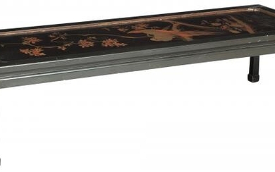 Japanese Style Black Lacquered and Parcel Gilt Low Table