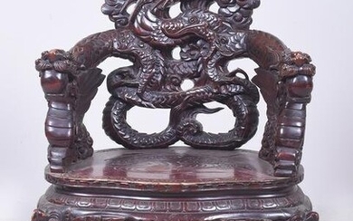 Japanese carved armchair w/ dragons