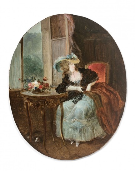 Jean-Frédéric SCHALL Strasbourg, 1752 - Paris, 1825 Elégante assise près d'une fenêtre
