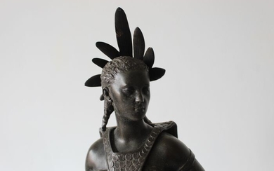 Jean-jules-Bernard Salmson (1823-1902) - Sculpture, Indian - 56.5 cm - Bronze (patinated) - 19th century