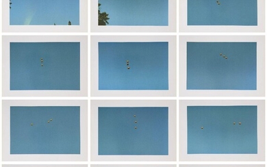 John Baldessari, American 1931-2020- Throwing Three Balls in the Air to Get a Straight Line (Best of Thirty-Six Attempts), 1973; the complete portfolio of twelve offset lithographic photos in colours on gloss wove, signed and numbered from the...