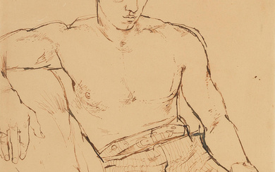 John Minton (British, 1917-1957) Portrait of a Young Man Reclining...