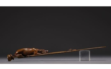 Jules MOIGNIEZ (1835-1894) Bronze letter opener decorated with a dog on a collar, signed.