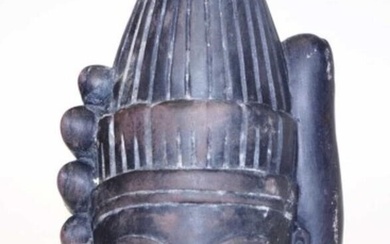 Khmer carved stone Buddha head figure