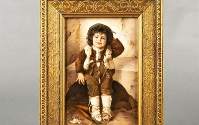 Kpm Porcelain Plaque, Little Shepherd Boy