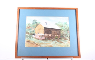 "Kramer-Torre Barn-Pine Mill Road" Watercolor Painting By D. H. Christian