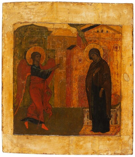 LARGE RUSSIAN ICON SHOWING THE ANNUNCIATION