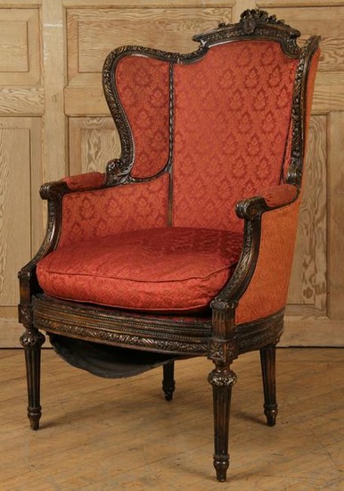 LATE 19TH C. FRENCH LOUIS XVI STYLE BERGERE CHAIR