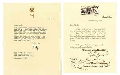 LBJ & Lady Bird Typed Letters Signed to Fashion Designer Adele Simpson