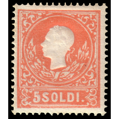 LOMBARDO-VENETO 1858 5s. rosso, I tipo Notevole centratura e freschezza...