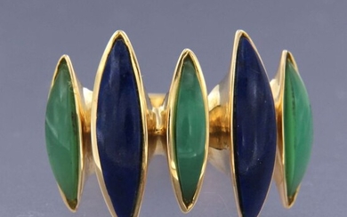 LUTH art design - 18 kt. Gold - Ring Lapis lazuli - Jade