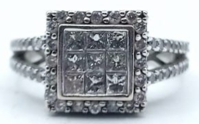 Ladies 14K White Gold Diamond Cluster Ring