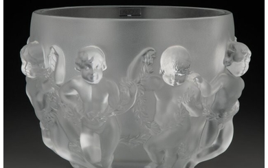 Lalique Clear and Frosted Glass Luxembourg Bowl