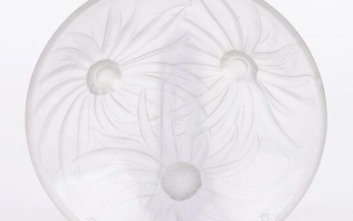 Lalique Style Frosted Glass French Floral Bowl