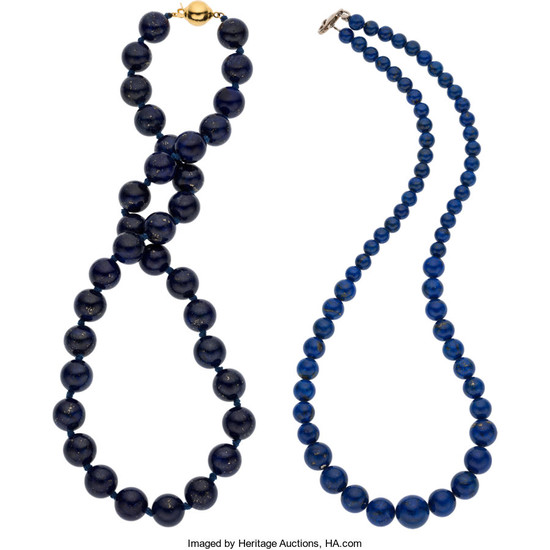 Lapis Lazuli, Sterling Silver Necklaces The lot includes a...
