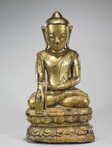 Large Antique Thai Gilt Wood Seated Buddha
