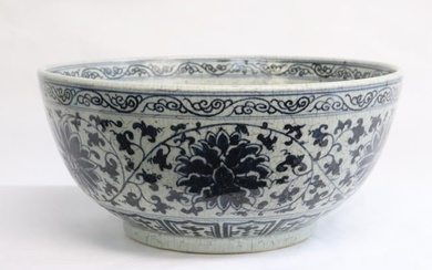 Large Chinese blue and white porcelain bowl