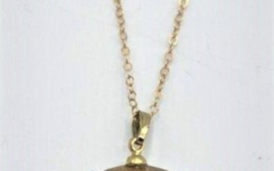 Large Jaspagate Stone Pendant Necklace 14 K Gold Chain