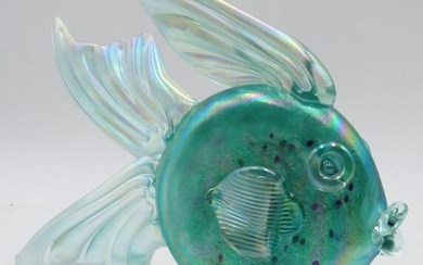 Large Signed Art Glass Fish Sculpture