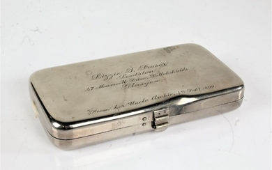 Late 19th Century field medical kit, housed in a white metal tin with presentation inscription dated