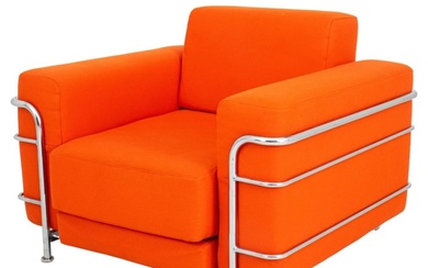 Le Corbusier LC2 Style Orange Upholstered Chair