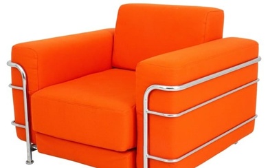 Le Corbusier LC2 Style Orange Upholstered Chair